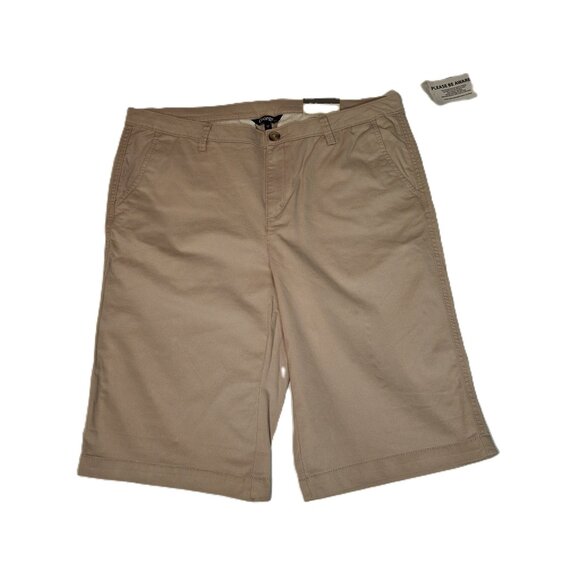 Womens Cotton Bermuda Shorts Size 12 Cotton Spandex w Stretch Beige Tan George - Picture 1 of 10